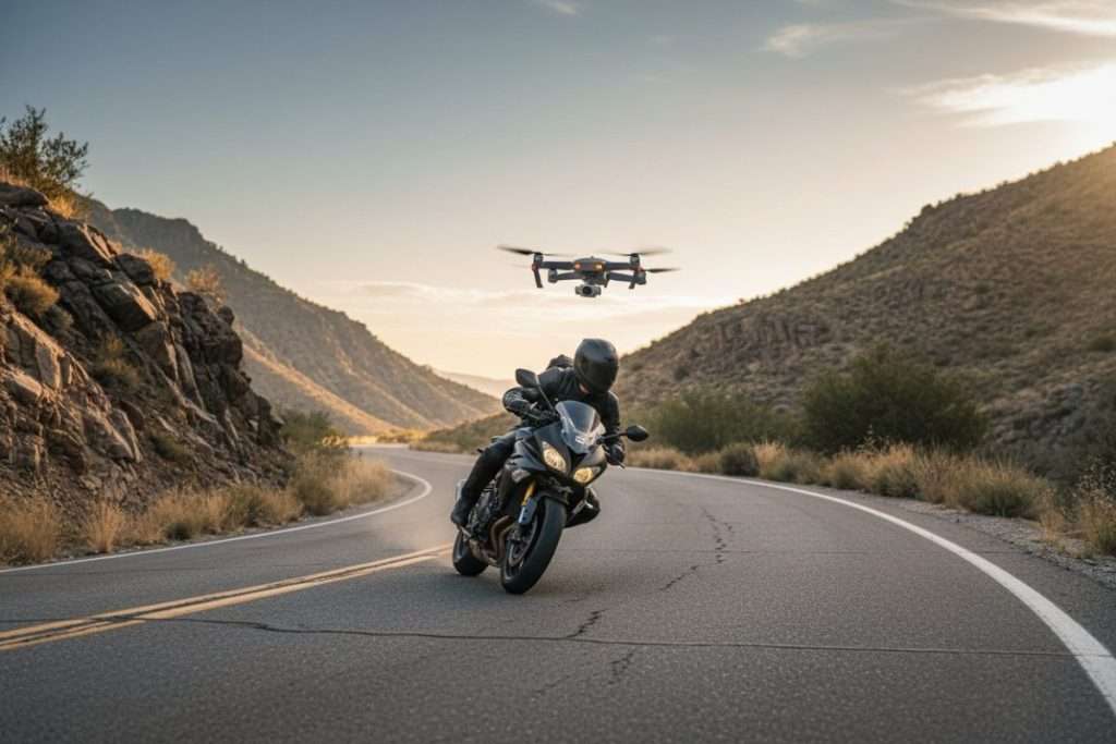 Drone suiveur : l’allié du motard pour des vidéos moto dynamiques