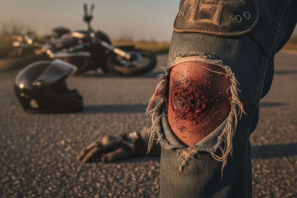 Brûlure après chute à moto : premiers gestes et soins